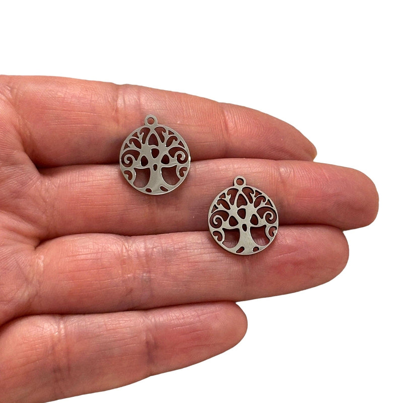 Stainless Steel Tree Of Life Charms, 2 pcs in a pack