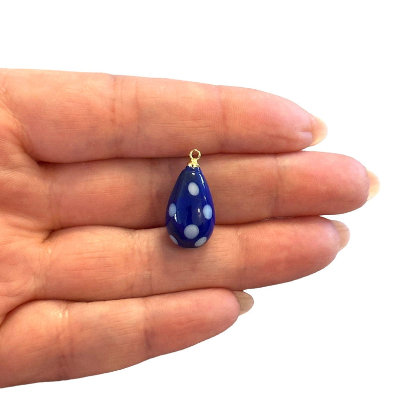 Hand Made Murano Glass Drop Charm With 24Kt Gold Plated Pin