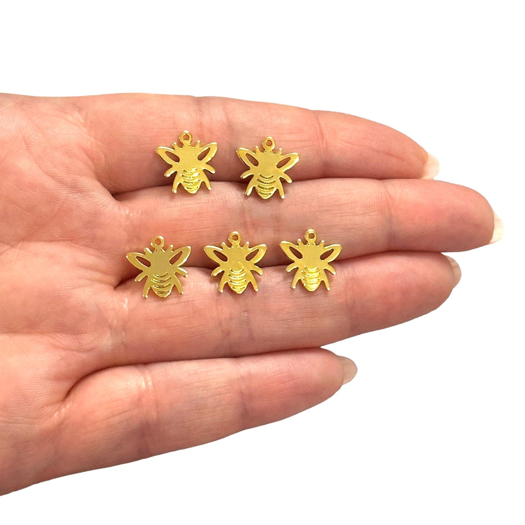 24Kt Gold Plated Bumblebee Charms, 5 pcs in a pack