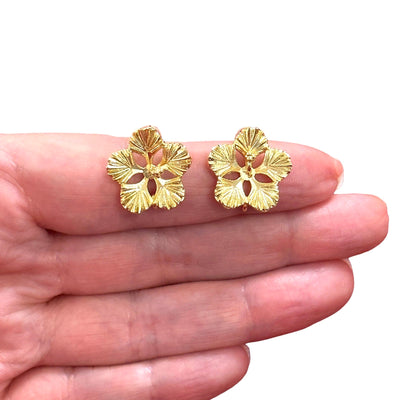 24Kt Gold Plated Brass Stud Earrings, 2 pcs in a pack,