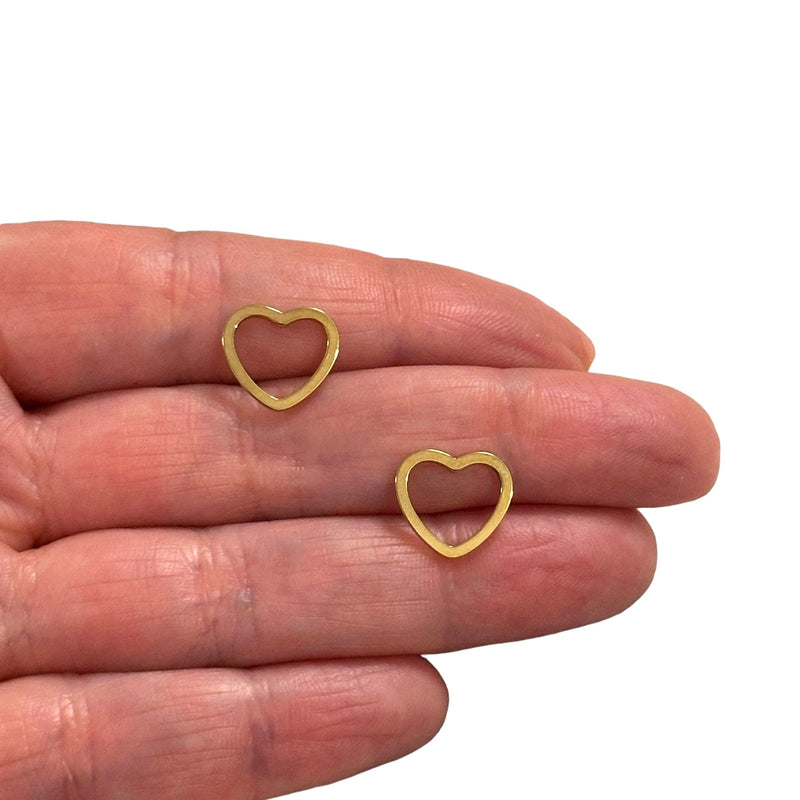 Stainless Steel 24Kt Gold Plated 12mm Heart Connector Charms
