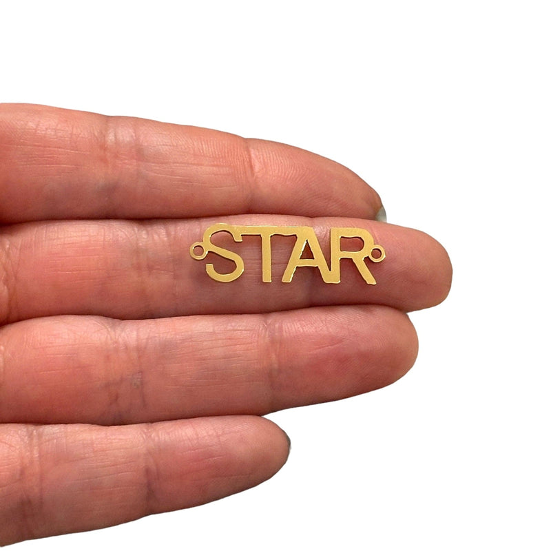 Stainless Steel 24Kt Gold Plated Star Connector Charm