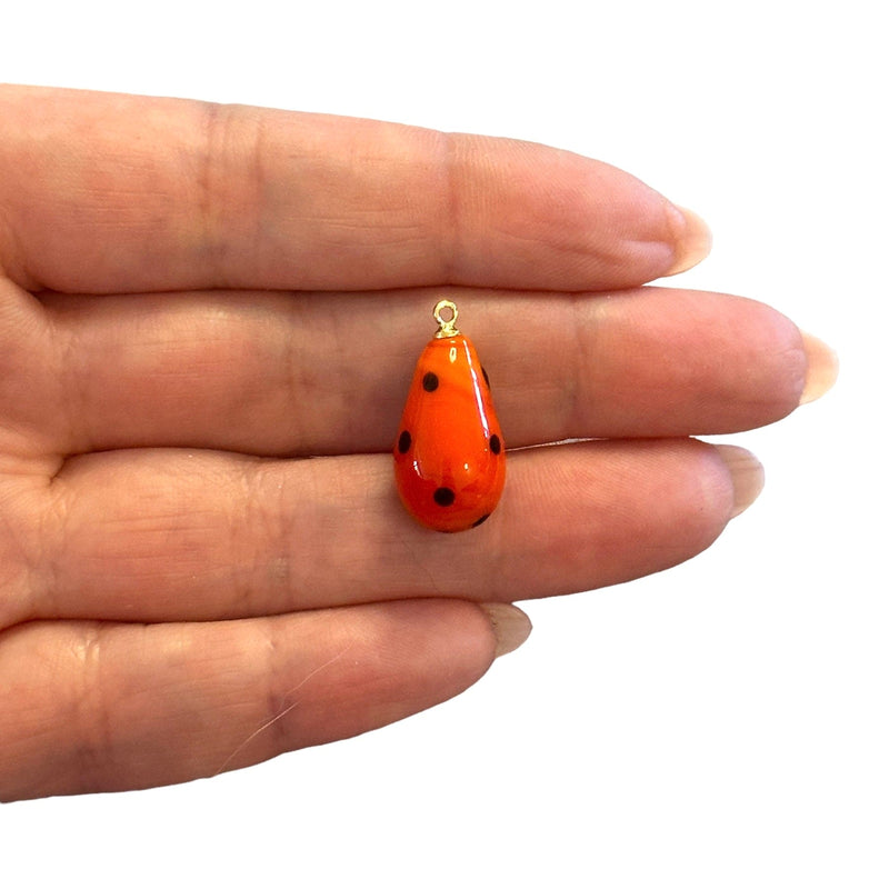 Hand Made Murano Glass Drop Charm With 24Kt Gold Plated Pin