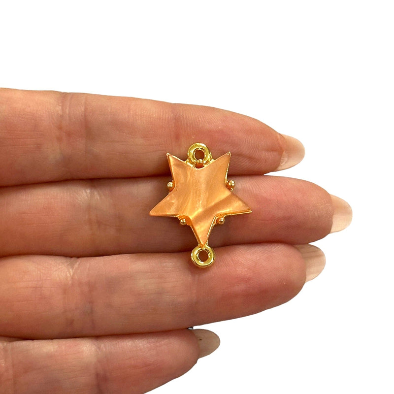 24Kt Gold Plated Brass&Hand Made Resin Star Double Loop Connector Charm