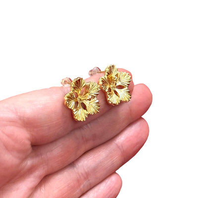 24Kt Gold Plated Brass Stud Earrings, 2 pcs in a pack,