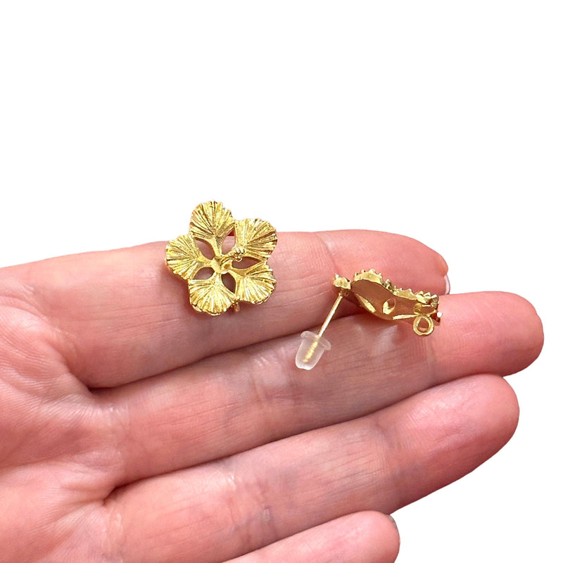 24Kt Gold Plated Brass Stud Earrings, 2 pcs in a pack,