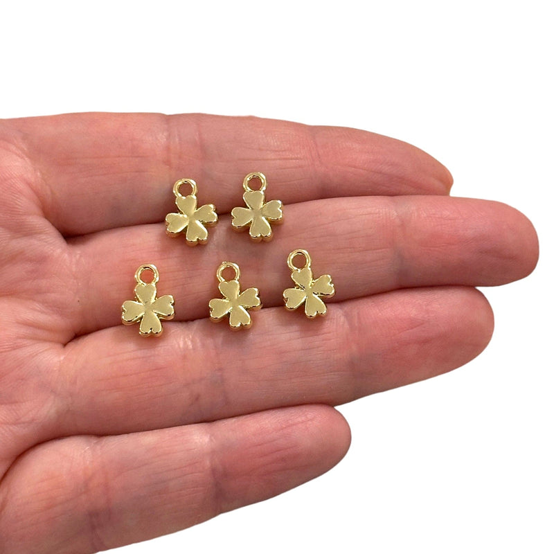 24Kt Gold Plated Clover Charms, 5 pcs in a pack