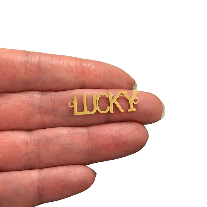 Stainless Steel 24Kt Gold Plated Lucky Connector Charm