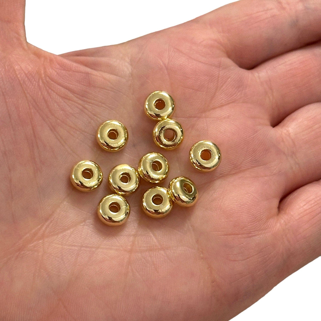 24Kt Gold Plated 8mm Spacer Rondelle Charms, 5 Pcs in a pack