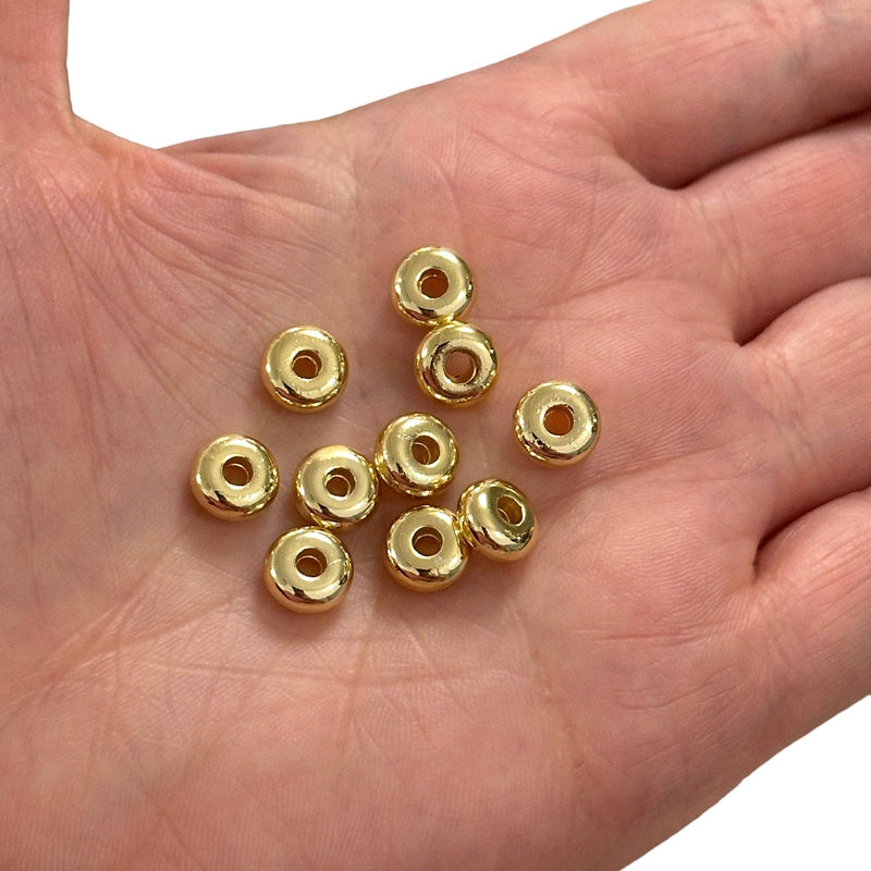 24Kt Gold Plated 8mm Spacer Rondelle Charms, 10 Pcs in a pack