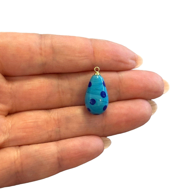 Hand Made Murano Glass Drop Charm With 24Kt Gold Plated Pin