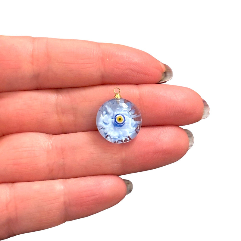 Hand Made Murano Glass Evil Eye Charm With 24Kt Gold Plated Pin