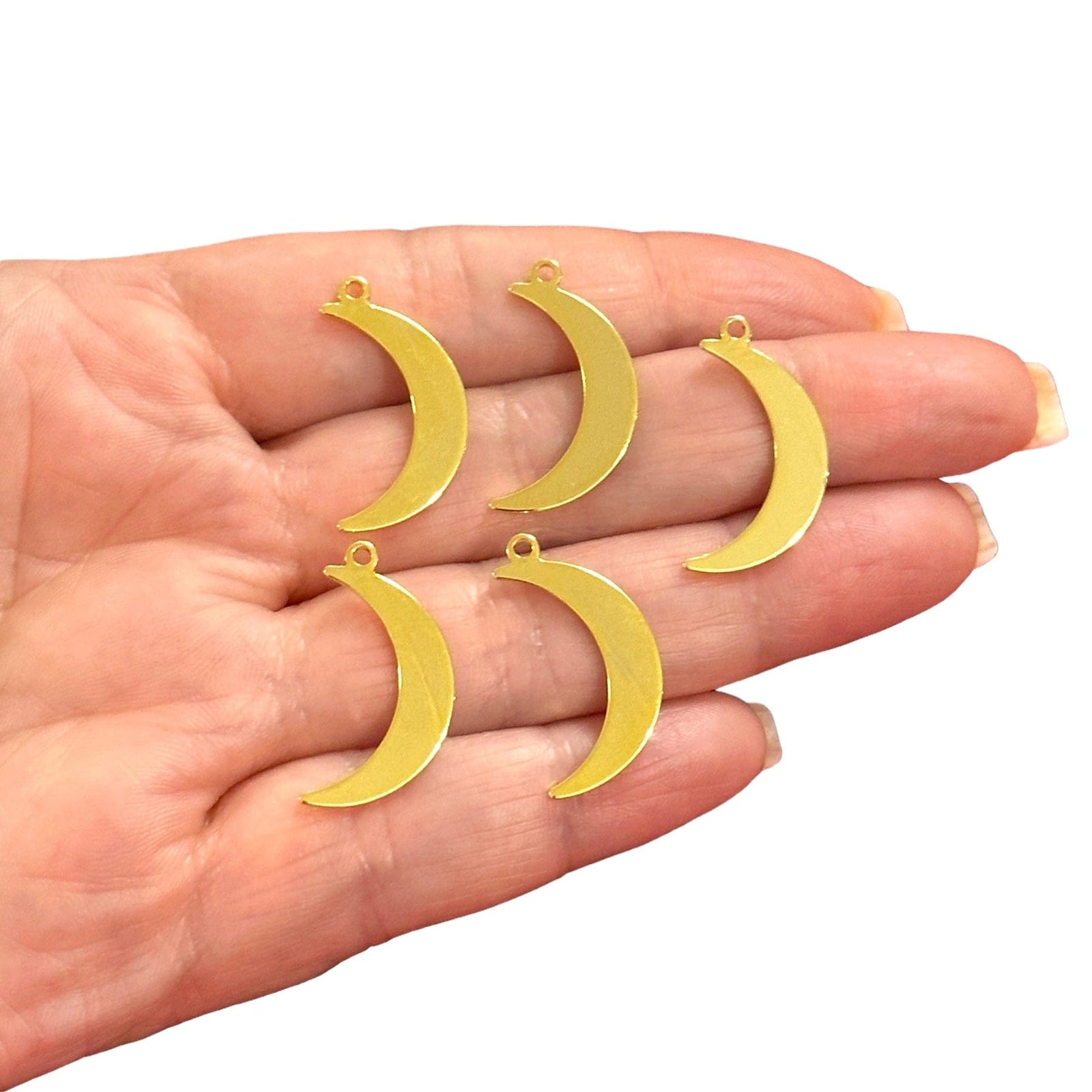 24Kt Gold Plated Crescent Charms, 5 pcs in a pack