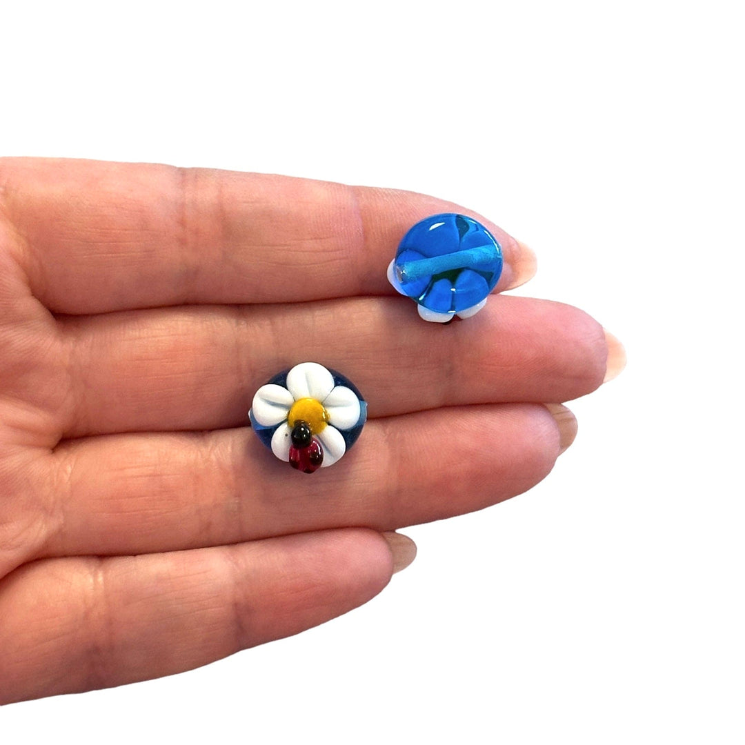Hand Made Murano Glass Daisy&amp;Ladybird Charm
