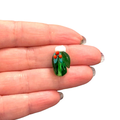 Xmas Glove Hand Made Murano Glass Charm, Vertical Hole Xmas Glove Charm