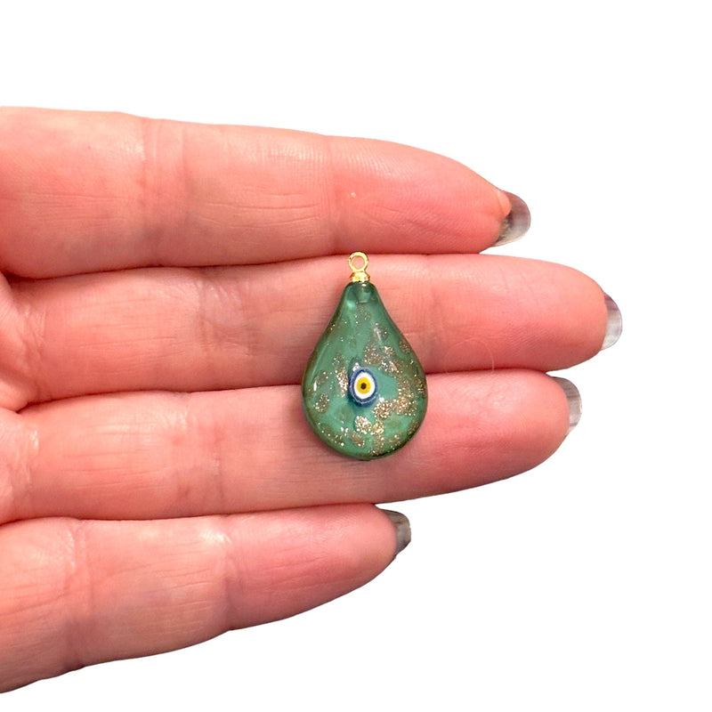 Hand Made Murano Glass Evil Eye Charm With 24Kt Gold Plated Pin