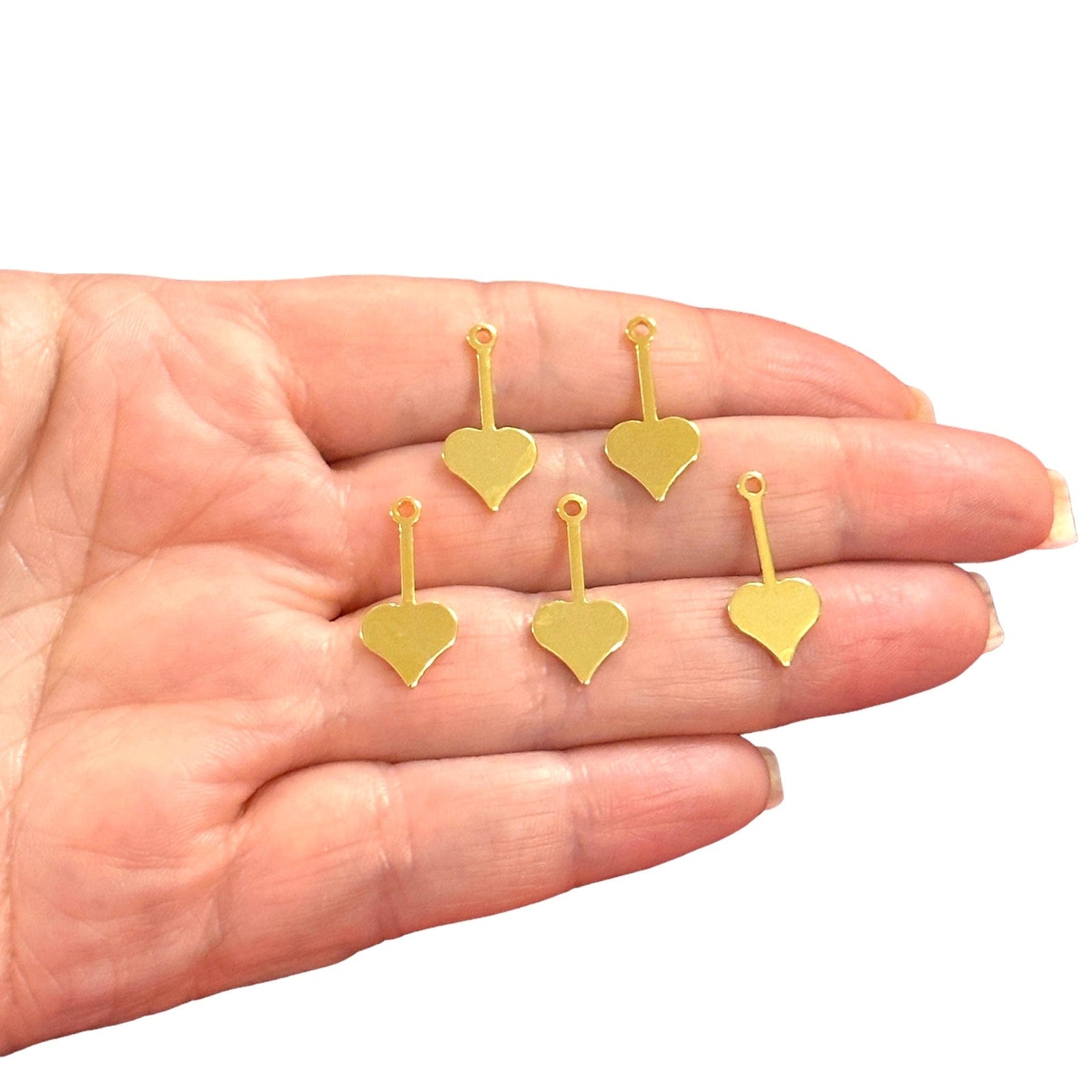 24Kt Gold Plated Heart Stick Charms,5 pcs in a pack