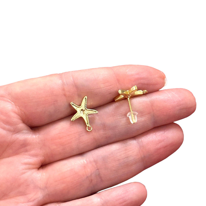 24Kt Gold Plated Brass Stud Earrings, 2 pcs in a pack,