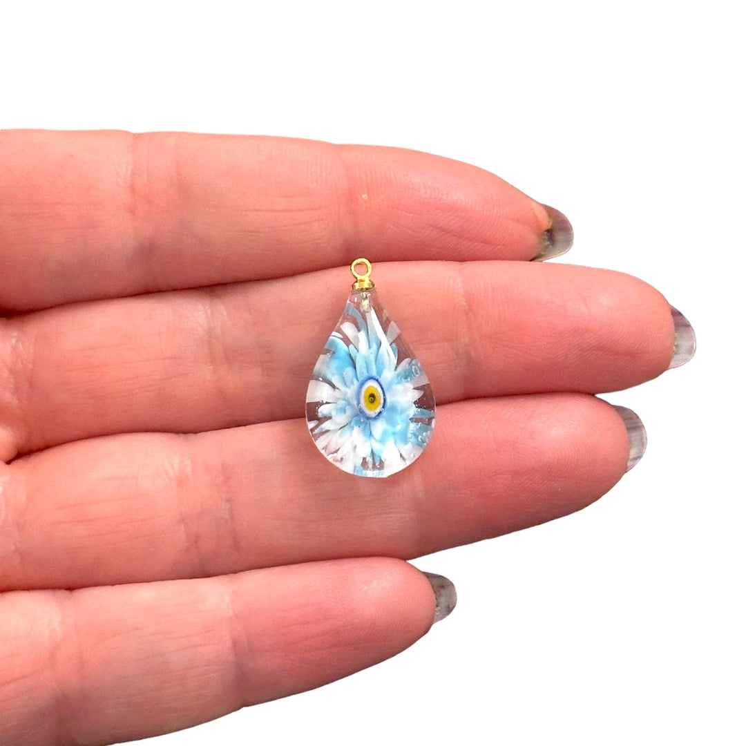Hand Made Murano Glass Evil Eye Charm With 24Kt Gold Plated Pin