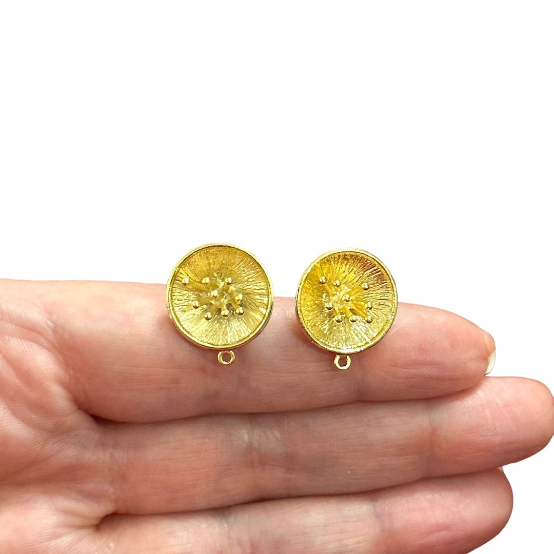 24Kt Gold Plated Brass Stud Earrings, 2 pcs in a pack