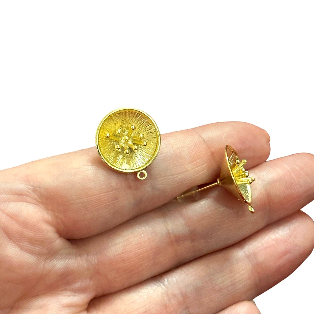 24Kt Gold Plated Brass Stud Earrings, 2 pcs in a pack