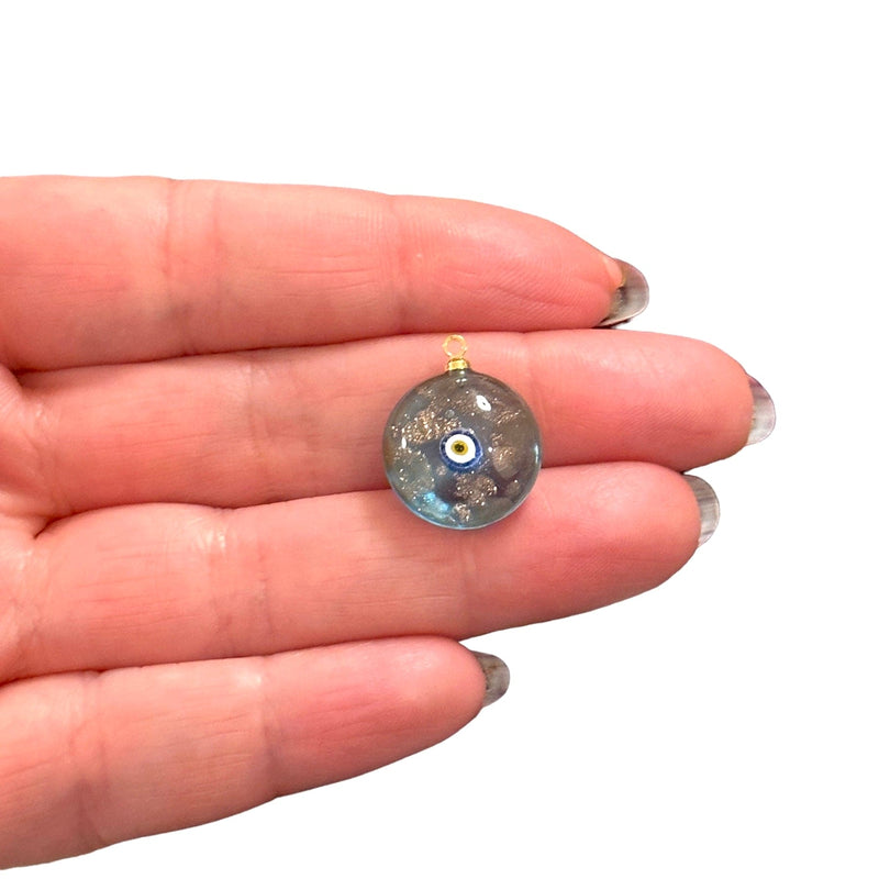 Hand Made Murano Glass Evil Eye Charm With 24Kt Gold Plated Pin