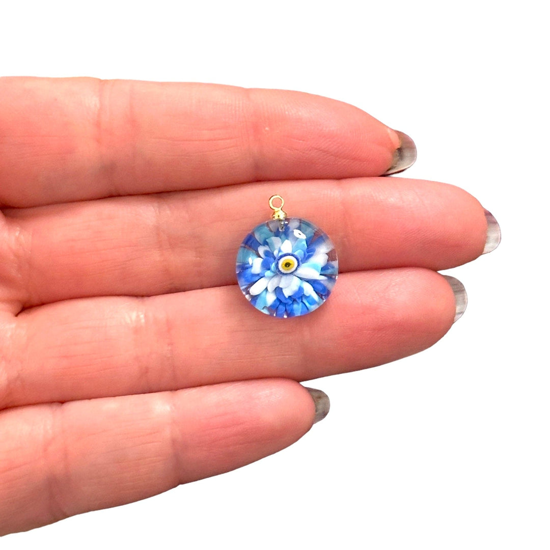 Hand Made Murano Glass Evil Eye Charm With 24Kt Gold Plated Pin