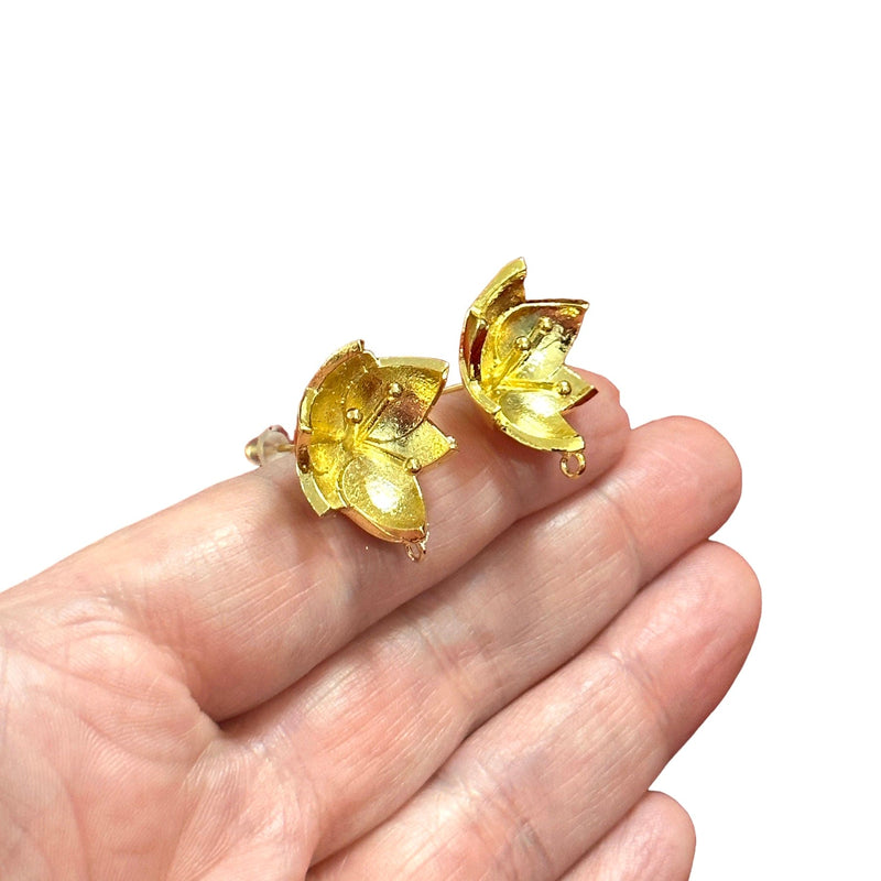 24Kt Gold Plated Brass Stud Earrings, 2 pcs in a pack,