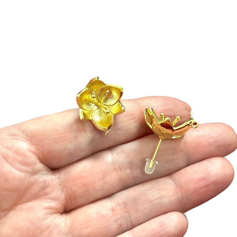 24Kt Gold Plated Brass Stud Earrings, 2 pcs in a pack,