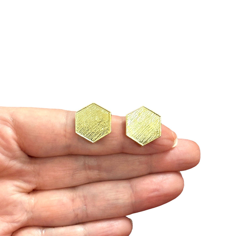 24Kt Gold Plated  Brass Stud Earrings, 2 pcs in a pack