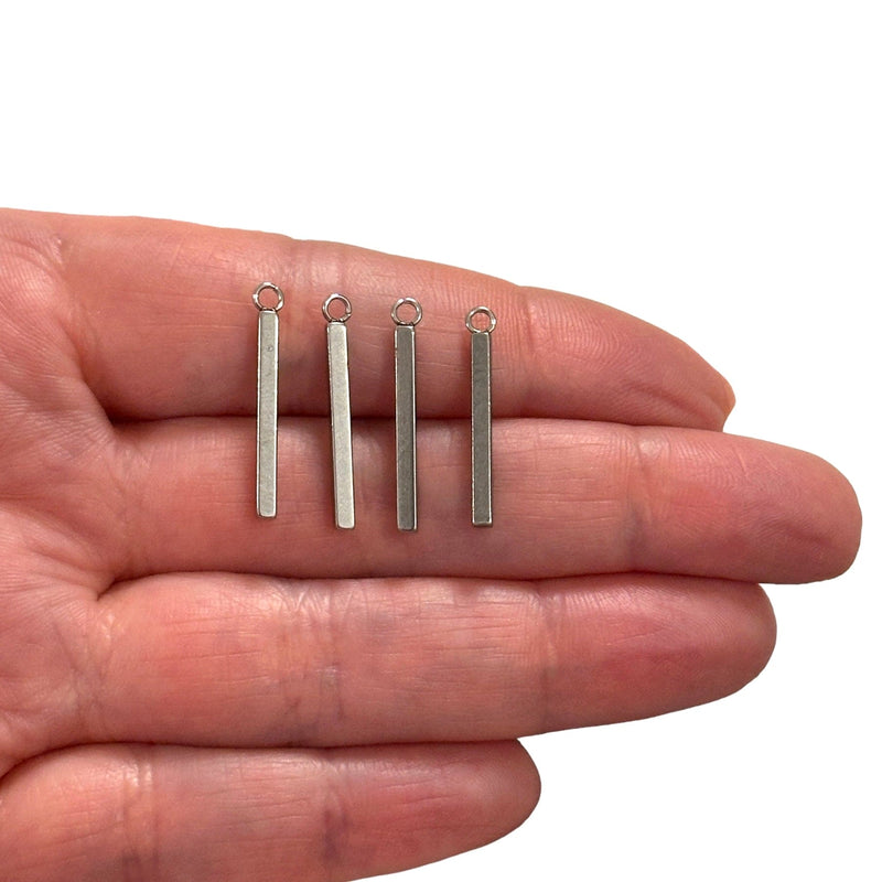 Stainless Steel 20mm Stick Charms, 4 pcs in a pack