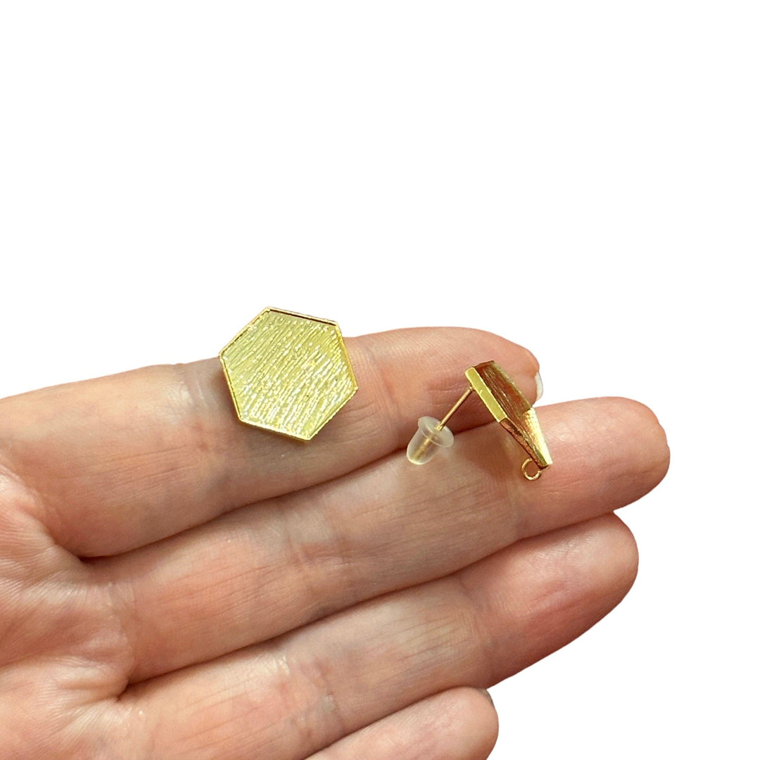 24Kt Gold Plated Brass Stud Earrings, 2 pcs in a pack