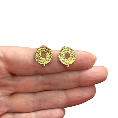 24Kt Gold Plated Brass Stud Earrings, 2 pcs in a pack