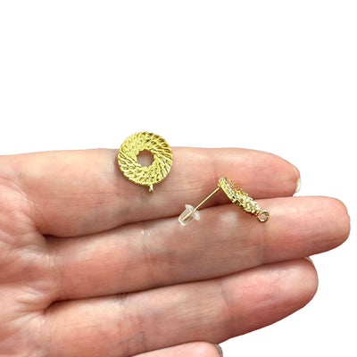 24Kt Gold Plated Brass Stud Earrings, 2 pcs in a pack