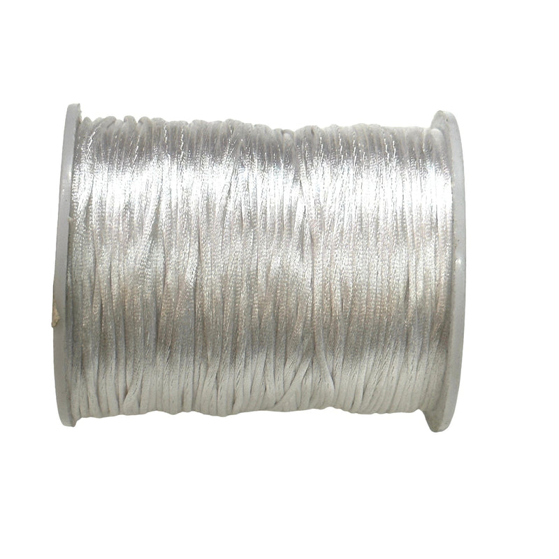 White Rattail Cord, Kumihimo Cord, Satin Silk Cord, Satin Nylon Cord, Macrame Knotting DIY, Beading String,  Thread Cording, 1.5mm