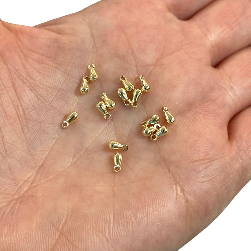 24 Karat vergoldete 8-mm-Tropfen-Charms, 20 Stück in einer Packung