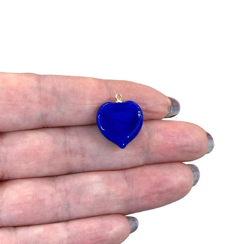 Hand Made Murano Glass Heart Charm With 24Kt Gold Plated Pin