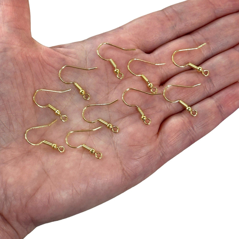24Kt Shiny Gold Plated  Earring Hooks, Earring Wires