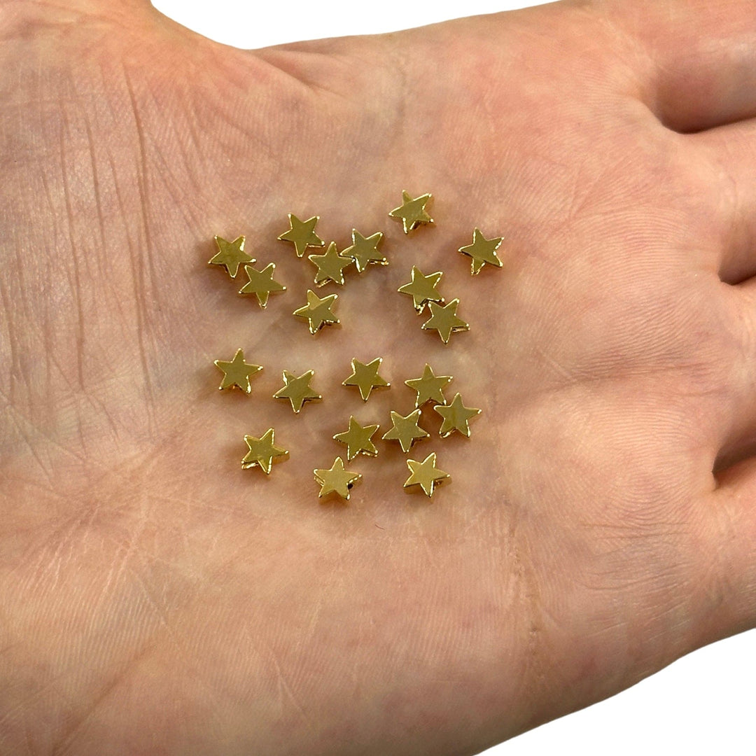 24Kt Gold Plated Star Spacer Charms, 4mm Gold Star Charms, 20 pcs in a pack