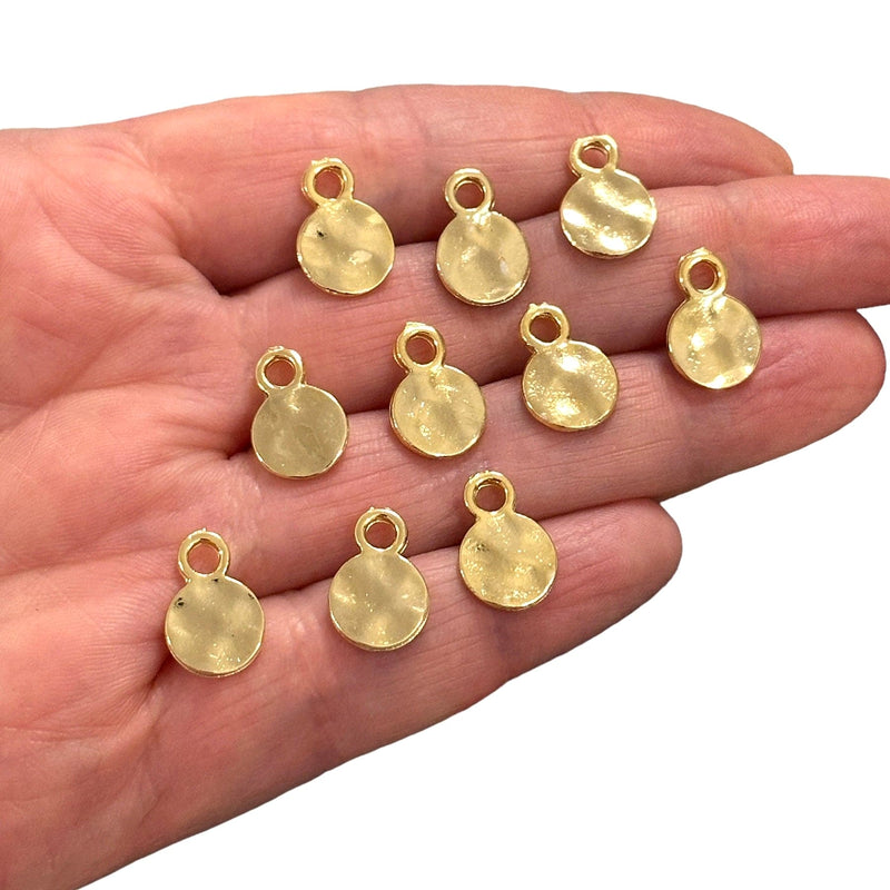 24Kt Gold Plated Hammered Charms, 10 pcs in a pack
