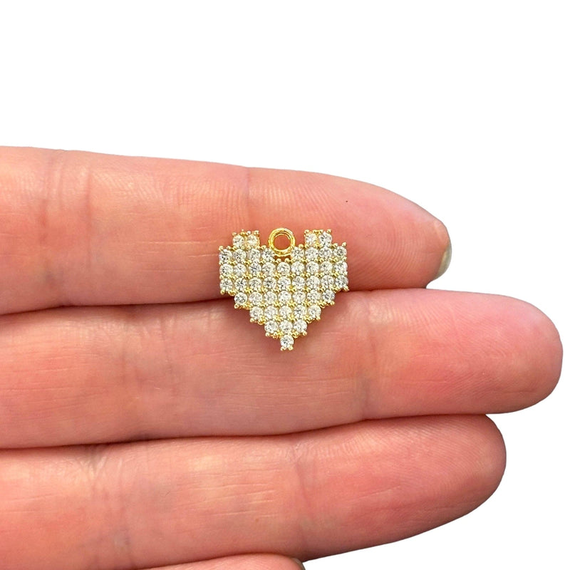 24Kt Gold Plated CZ Micro Pave Heart Charm