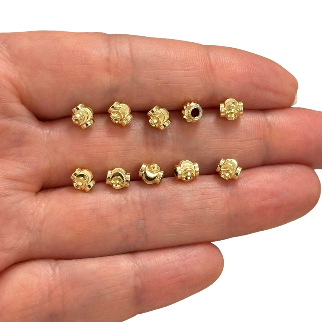 24Kt Gold Plated 5mm Laser Cut Spacers, 10 pcs in a pack