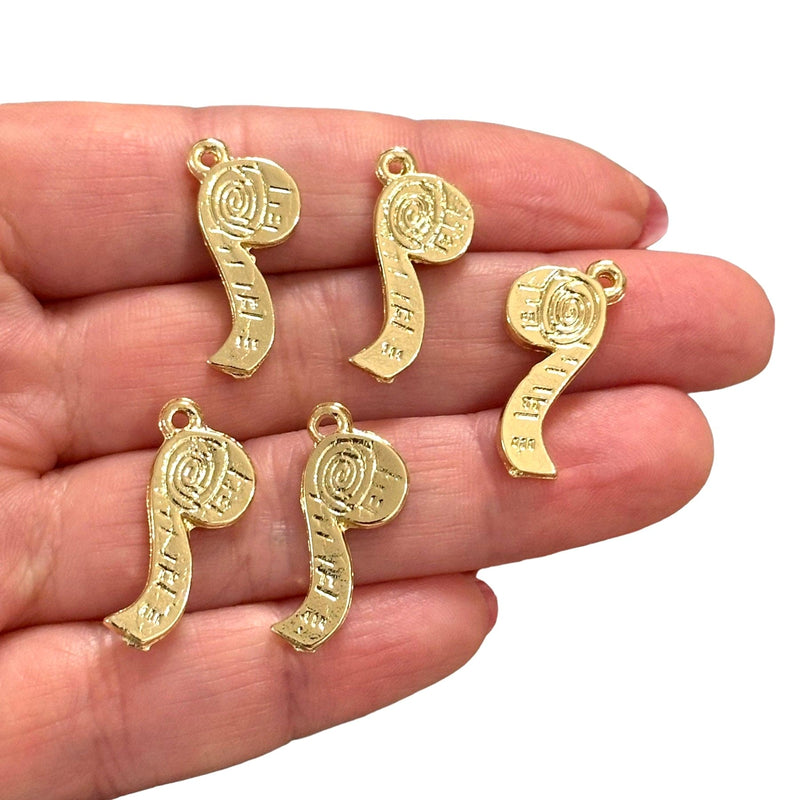 24Kt Gold Plated Tape Measure Charms, Gold Sewing Charms, 5 pcs in a pack