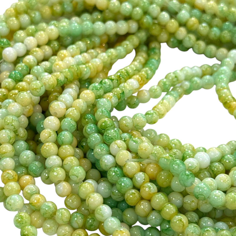 4mm Marbled glass beads, smooth round glass beads full strand