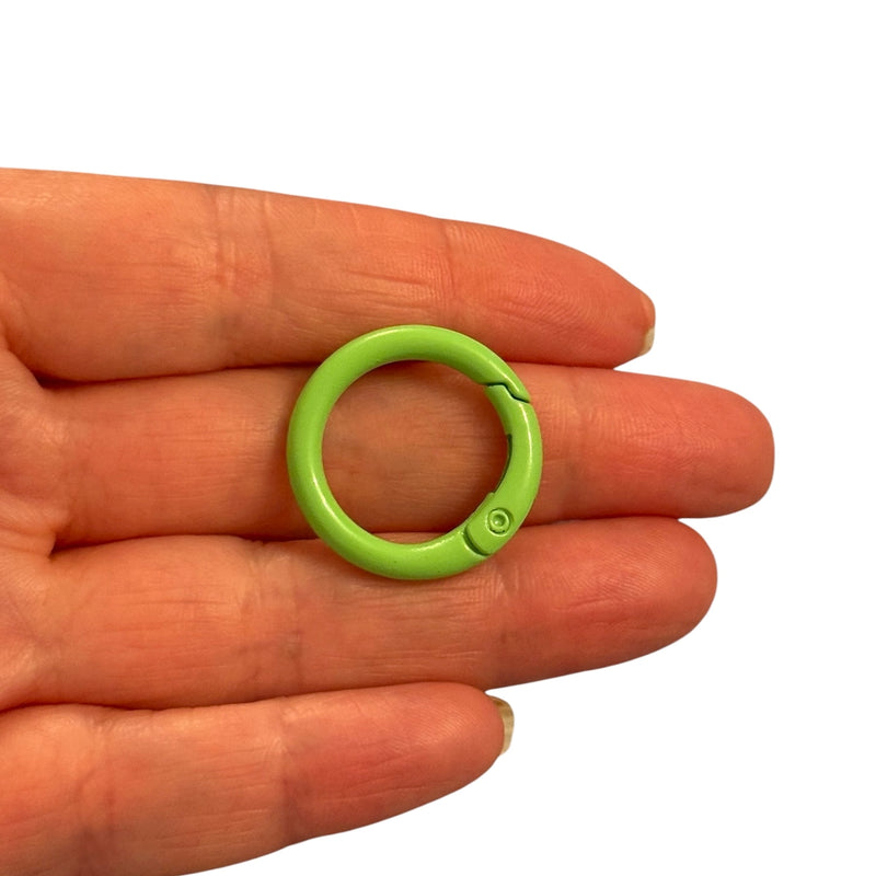 Mint Green Enamel Round Keychain & Bag Charm Clip – 25mm