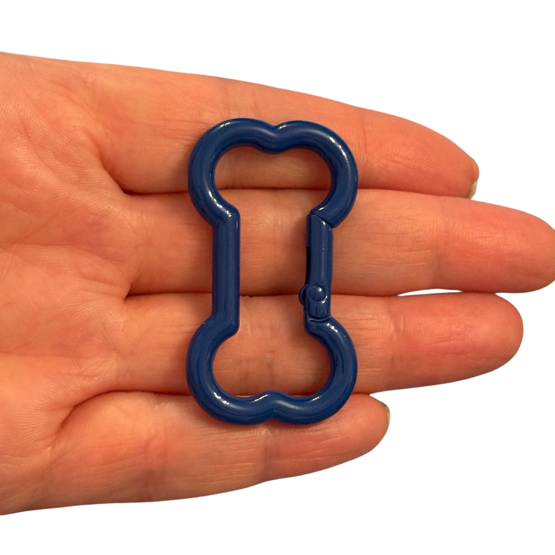 Blue Enamel Bone Keychain Clip &amp; Bag Charm Connector – 48×28mm