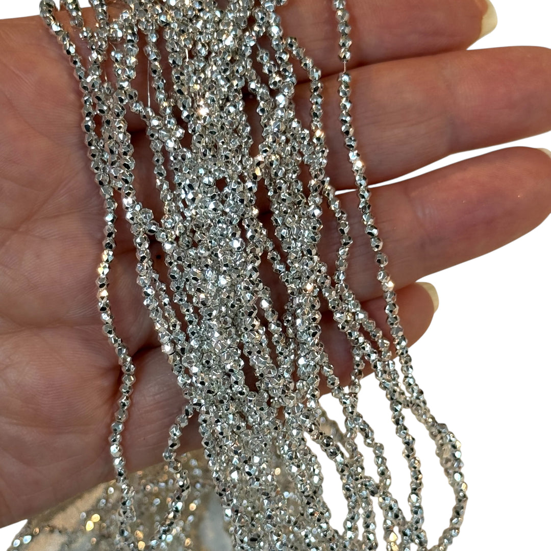 2mm Silver Faceted Round Crystal Beads, PBC2R23