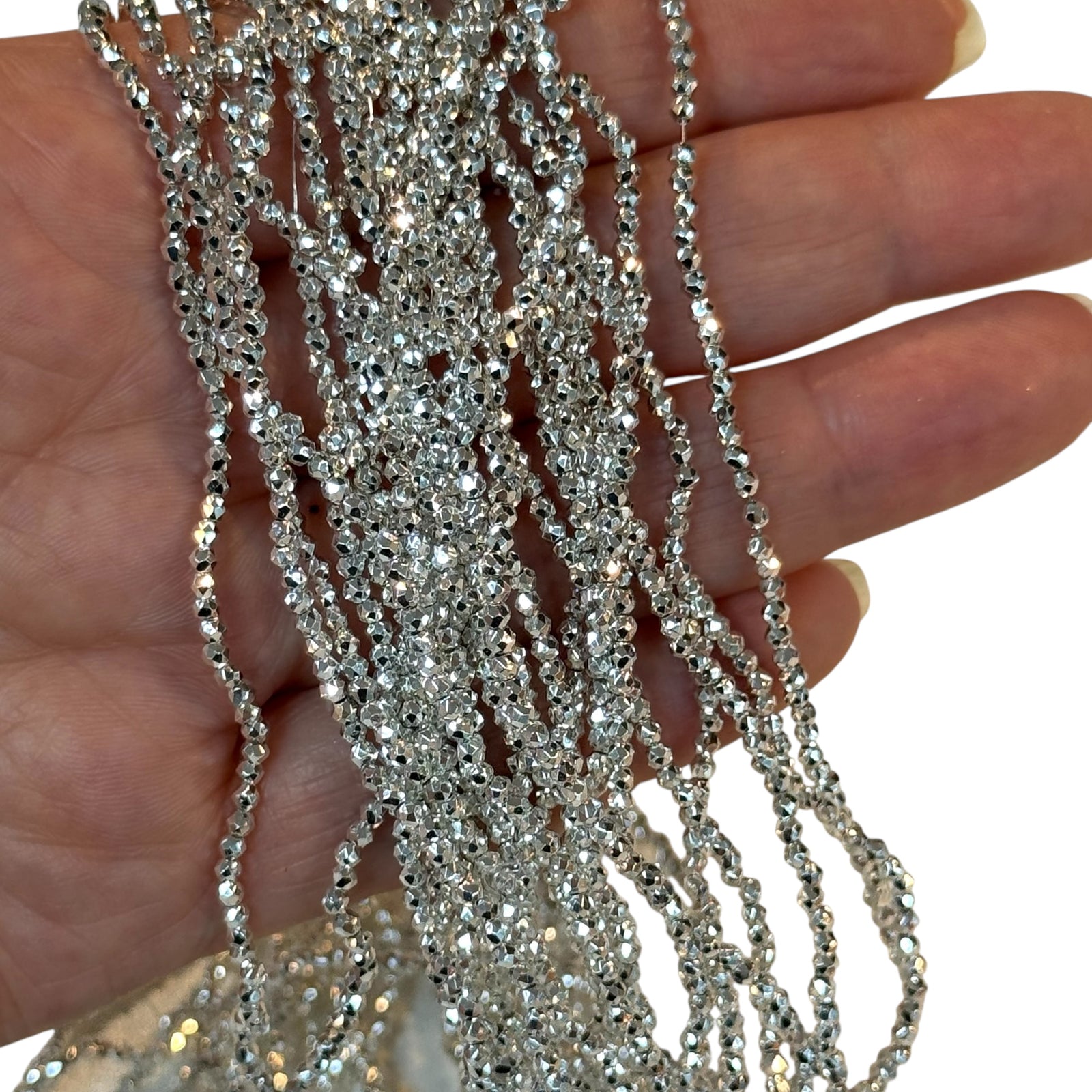 2mm Silver Faceted Round Crystal Beads, PBC2R23