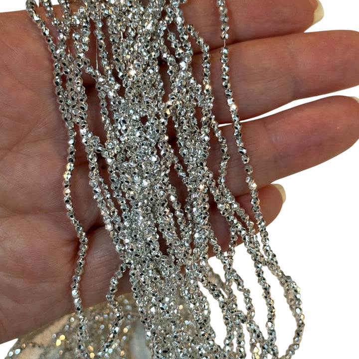 2mm Silver Faceted Round Crystal Beads, PBC2R23