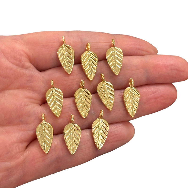24Kt Gold Plated Leaf Charms, 10 pcs in a pack